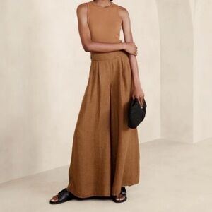 Banana Republic Minna Wide Leg Linen Pant in Buffalo Brown